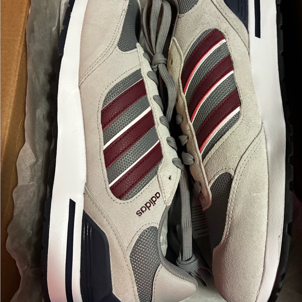 Adidas Men's Beige and Burgundy Sneakers